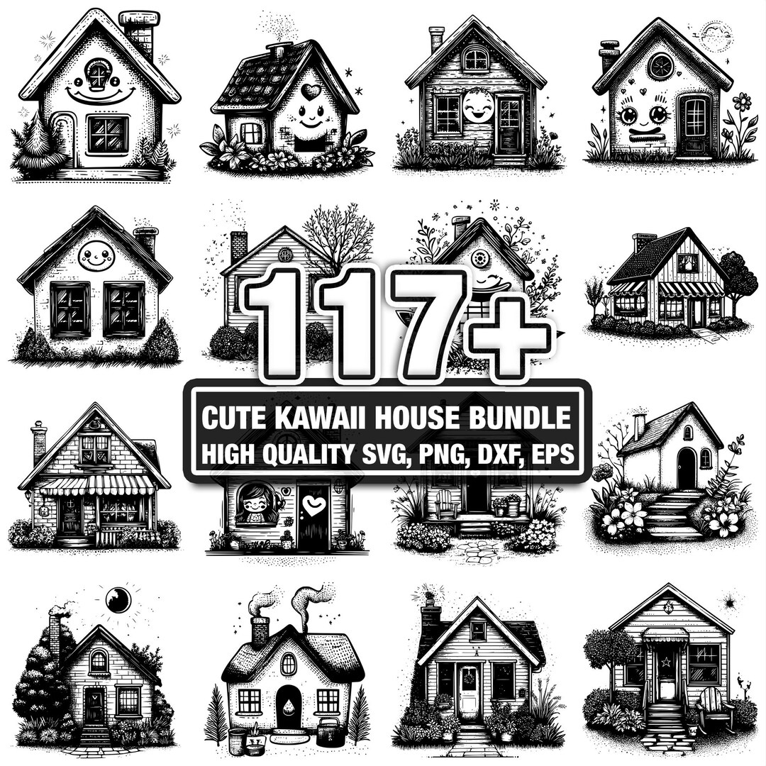 117+ Cute Kawaii House SVG Bundle,instant Digital Download Png, Dxf ...
