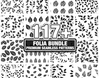 Folia Leaf patterns, Seamless botanical texture bundle. Instant download png, dxf, eps, svg
