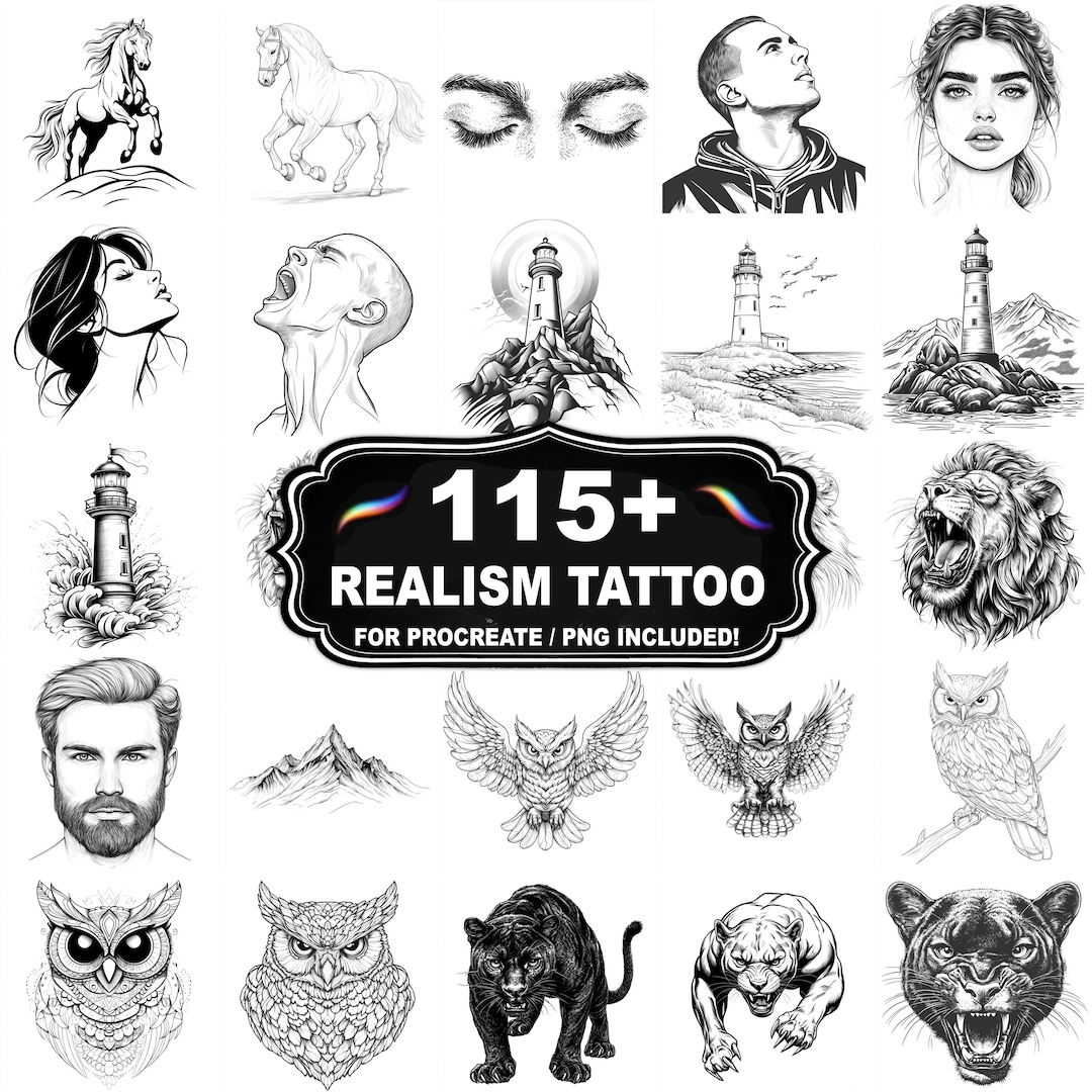 115+ Realism Tattoo Style Procreate Stamps, Realistic Tattoo Brushes ...