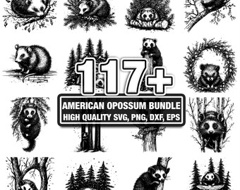 115+ American Opossum Bundle, Opossum Designs, Instant Download png, dxf, eps, svg