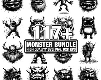 115+ Monster Bundle, Fantasy Designs, Instant Download png, dxf, eps, svg