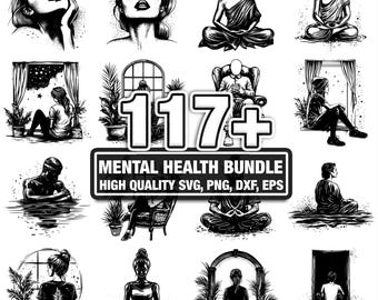 115+ Mental Health Bundle, Awareness Designs, Instant Download png, dxf, eps, svg