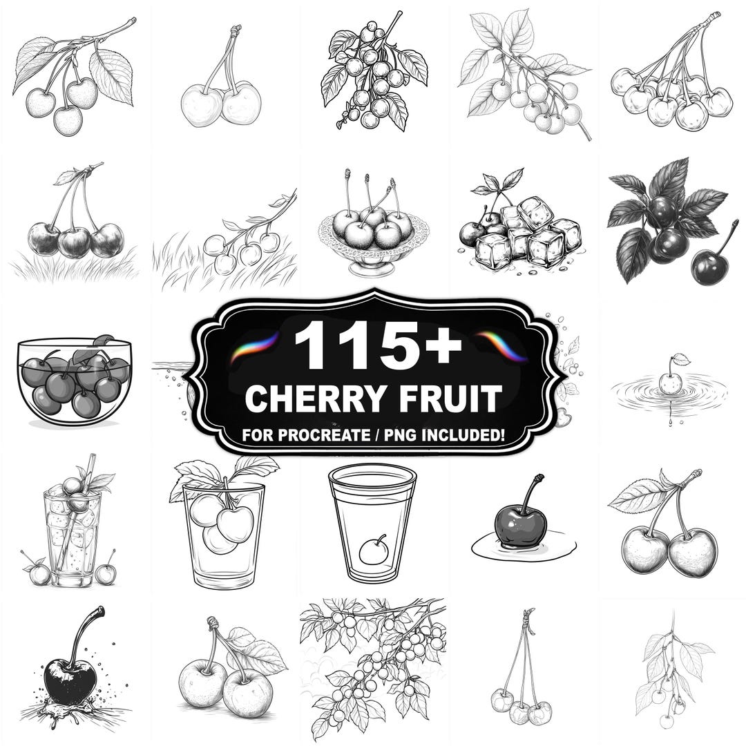 115+ Cherry Fruit Stamps for Procreate, Sweet Fruit Brush Set, Instant ...