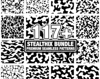 Stealthix Camo patterns, Seamless military texture bundle. Instant download png, dxf, eps, svg