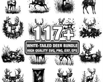Más de 115 diseños de ciervos de cola blanca, descarga instantánea en PNG, DXF, EPS y SVG