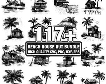 115+ Beach House Hut Bundle, Beach Designs, Instant Download png, dxf, eps, svg