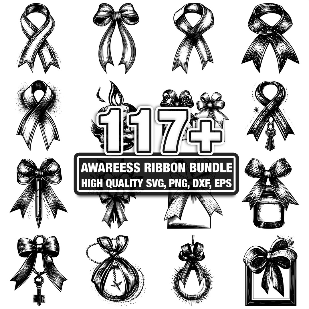 115+ Awareness Ribbon Bundle, Ribbon Designs, Instant Download Png, Dxf ...