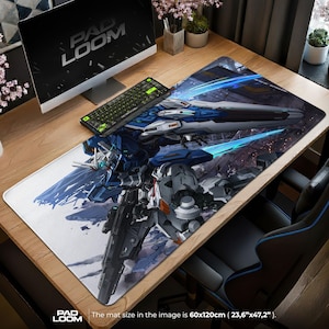 Gundam Mecha Mouse Pad High-Tech Anime Desk Mat for Dark Gaming Setup, Sci-Fi Robot Deskpad, PC Gamer Gift
