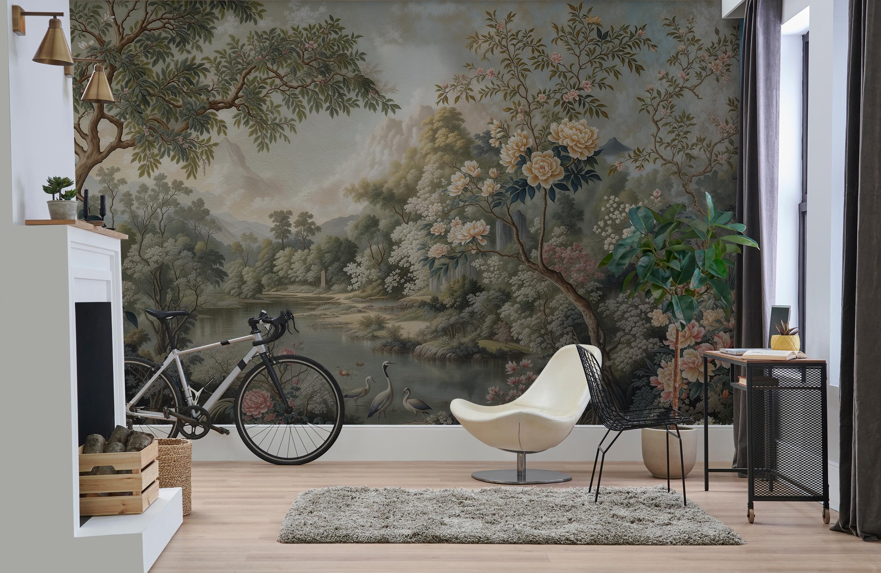Countryside Landscape Wallpaper | Vintage Scenic Wall Mural | Removable ...