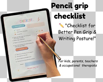 Printable Pen Grip Checklist, pen grip and posture tracker