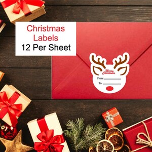 Etiketten kerstcadeau, rendieren, labels voor cadeaus, van tot cadeaulabels voor kind, kerstdecor, 12 kerstlabels per vel