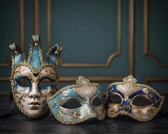 Máscara veneciana hecha a mano: Máscara de fiesta con notas musicales