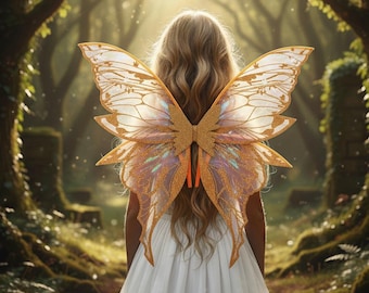 Alas de hada grandes con purpurina: alas de mariposa transparentes para disfraz de cosplay