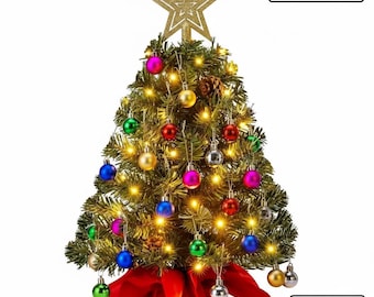 2ft Pre-Lit Tabletop Christmas Tree | Battery Operated Mini Xmas Decor