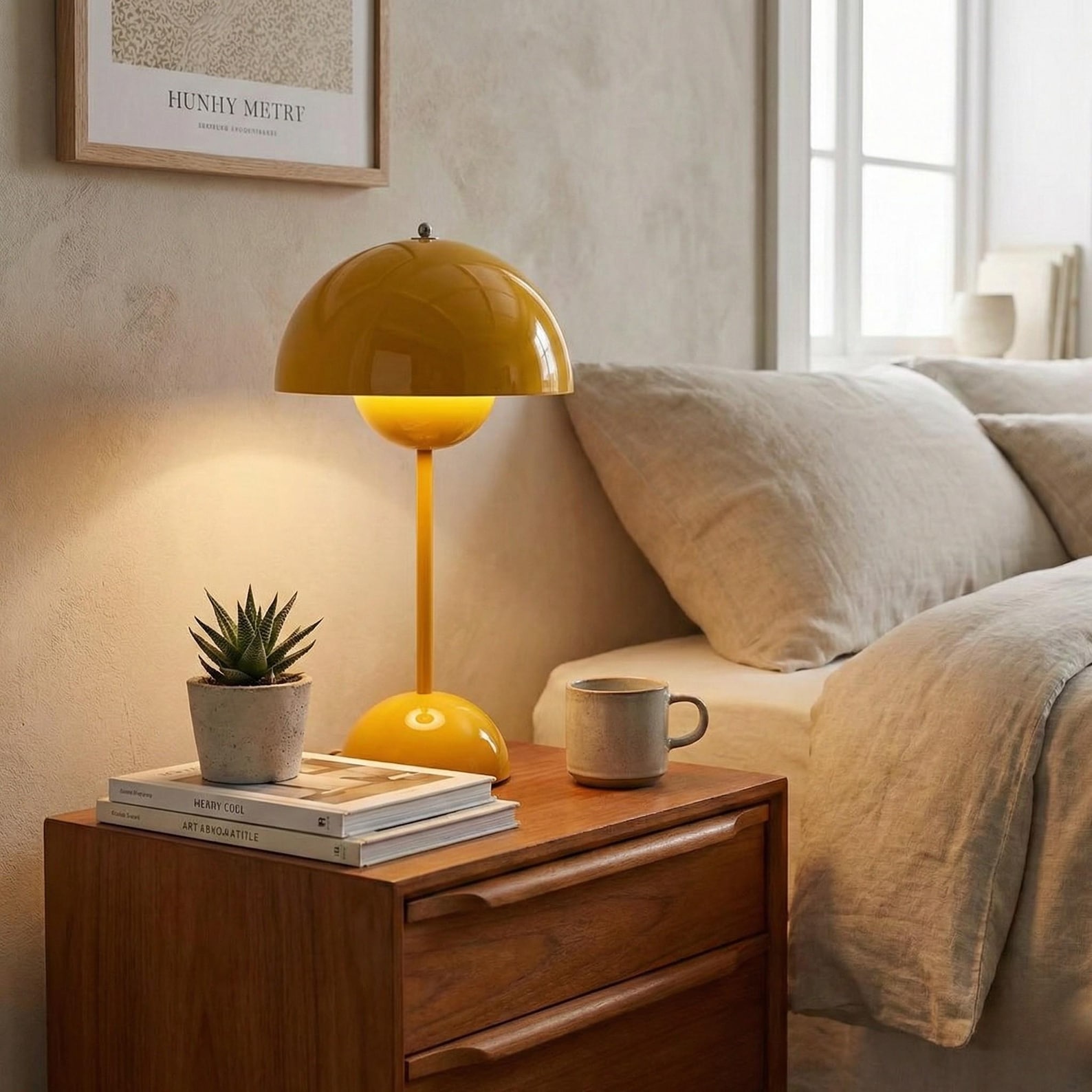Modern Mushroom Table Lamp Rechargeable LED - Yellow
