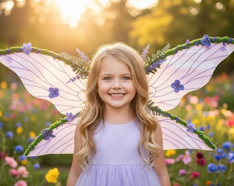 Alas de hada mariposa, disfraz de duende rosa y morado, para adultos y niños