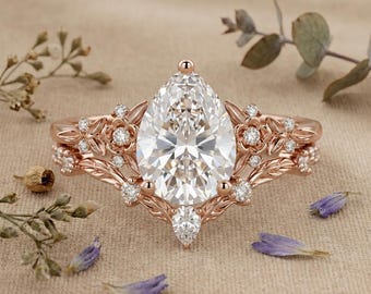 Lab Grown Diamond Engagement Ring Oval Cut Floral Halo Ring Rose Gold Anniversary Promise Ring Gift for Her