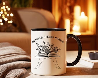 Funny Book Lover Coffee Mug, Spread Those Pages, Bookworm Gift