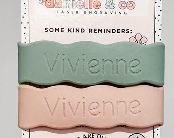 Sea|Peony: 2 Personalized Silicone Labels for daycare, sippy cups, baby bottles, water bottles, first day of school, back to school