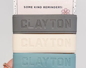 Storm: 3 Personalized Silicone Labels for daycare, sippy cups, baby bottles, water bottles, first day of school, back to school