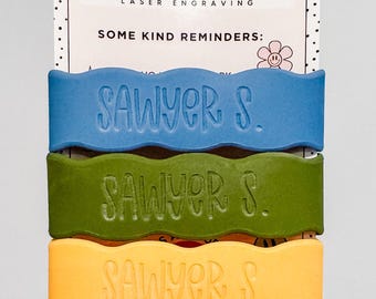 Primary: 3 Personalized Silicone Labels for daycare, sippy cups, baby bottles, water bottles, first day of school, back to school