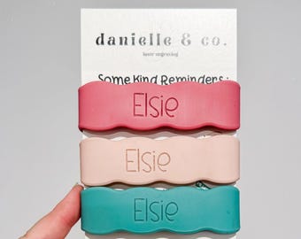 Posy: 3 Personalized Silicone Labels for daycare, sippy cups, baby bottles, water bottles, first day of school, back to school
