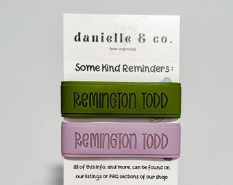 Olive|Lavender: 2 Personalized Silicone Labels for daycare, sippy cups, baby bottles, water bottles, first day of school, back to school
