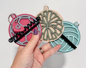 Sports Themed Hair Tie Holder Keychain, Customizable, Sports Hair Tie Holder
