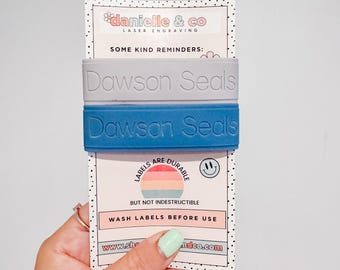 Glacier|Denim: 2 Personalized Silicone Labels for daycare, sippy cups, baby bottles, water bottles, first day of school, back to school