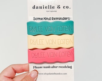 Delight: 3 Personalized Silicone Labels for daycare, sippy cups, baby bottles, water bottles, first day of school, back to school
