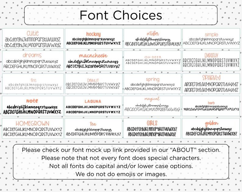 the font choices for font choices