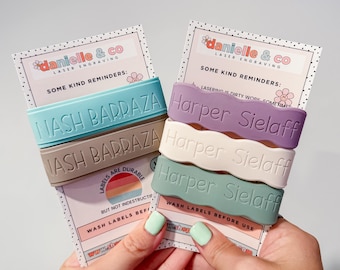 50% off AUGUST SALE | 2 or 3 Personalized Silicone Labels  for daycare, sippy cups, baby bottles, camp, first day of school, back to school