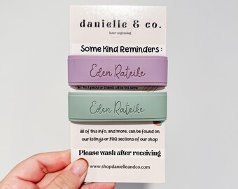 Paquete de 2 etiquetas de silicona para biberones: lavanda/mar, etiquetas para biberones, etiquetas para bebés, etiquetas personalizadas para guarderías, etiquetas para campamentos y cestas de Pascua.