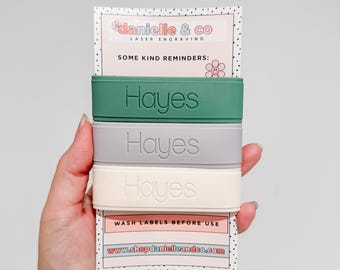 50% off JULY DEAL | 3 Personalized Silicone Labels for daycare, sippy cups, baby bottles, water bottles, first day of school, back to school