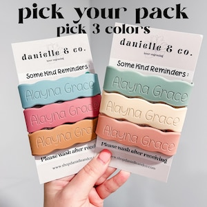 YOU PICK COLORS : Silicone Bottle Labels 3 Pack, Baby Bottle Label, Personalized Labels, Daycare Labels, Back to School