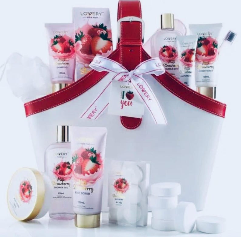 Home Spa Kit Gift Set – Strawberry Milk Scented Bath Set, 25pcs ...