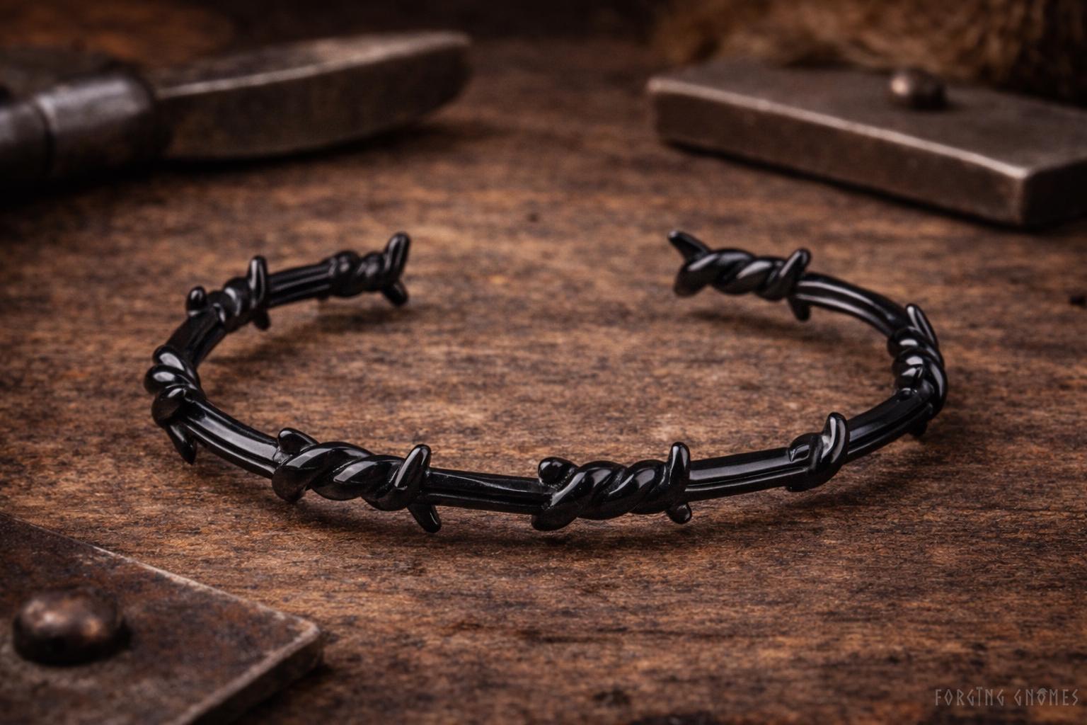 Crown of Thorns Bracelet – Symbolic Thorned Band in Black or