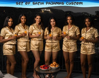 Bridal Party Pajamas Custom Satin Pajamas Set Bride & Babe Matching Short Set Matching Pajamas Set Getting Ready Outfits Bridesmaid Gifts