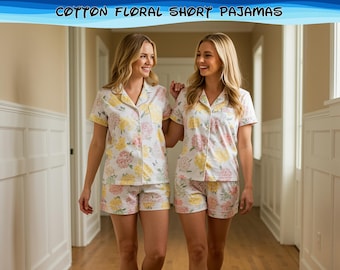 Rayon Floral Short Pajama for Women | Soft Breathable Lounge Wear, Bridal Getting Ready Outfit, Bridesmaid Gift Pajamas, Gift for Her
