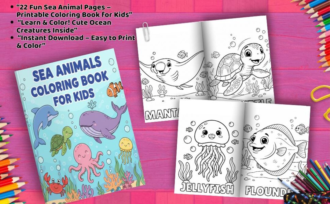 Sea Animals Coloring Book for Kids | Ocean Life Printable Coloring ...