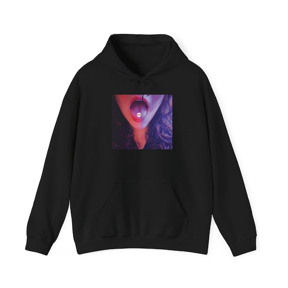 Lip Bite Photo Print Hoodie | CXMZ Back Logo