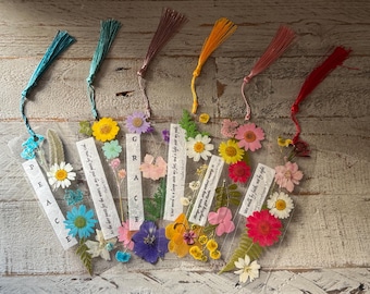 CUSTOM PERSONALIZED Dried Flower Bible Verse Bookmark