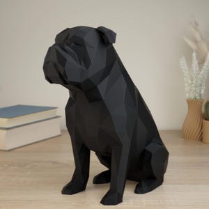 Figura de bulldog inglés de baja poligonalidad, decoración de perro de PLA mate