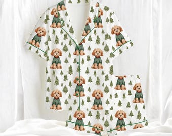Women's Goldendoodle Pajama Set, Dog Mom Holiday PJ Set