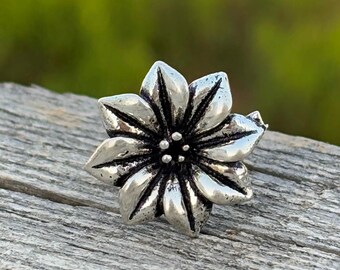 Sterling Silver Flower Ring: Dainty Handmade Floral Jewelry