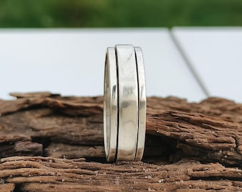 Sterling Silver Spinner Ring – Handmade Fidget Meditation Ring