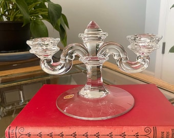Vintage Fostoria Clear Glass Double Arm Candelabra Candlestick Holder - Pattern #2472