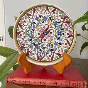 Vintage Spanish Majolica Plate 8" Ceraperco Triana Seville 24k Gold Accents Signed