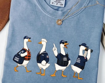 Silly Goose Coast Guard Comfort Colors® Shirt, Funny USCG Sailor Gift, Maritime Military Goose Meme, Coast Guard Retired Tee