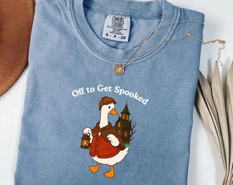 Haunted House Goose Comfort Colors® Shirt, Off to Get Spooked Silly Goose Tee